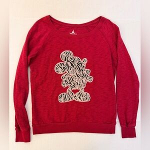 Disney Parks Sequin Mickey Red Thin Sweater